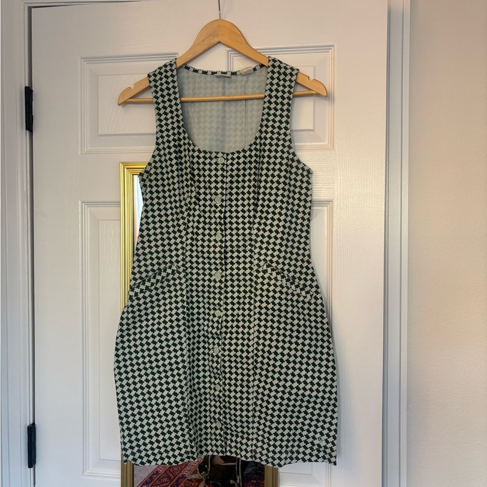Levi's Gree & White Sleeveless Geometric Mini Dress